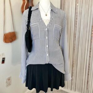 Express Portofino Striped Slim Fit Button Up Shirt